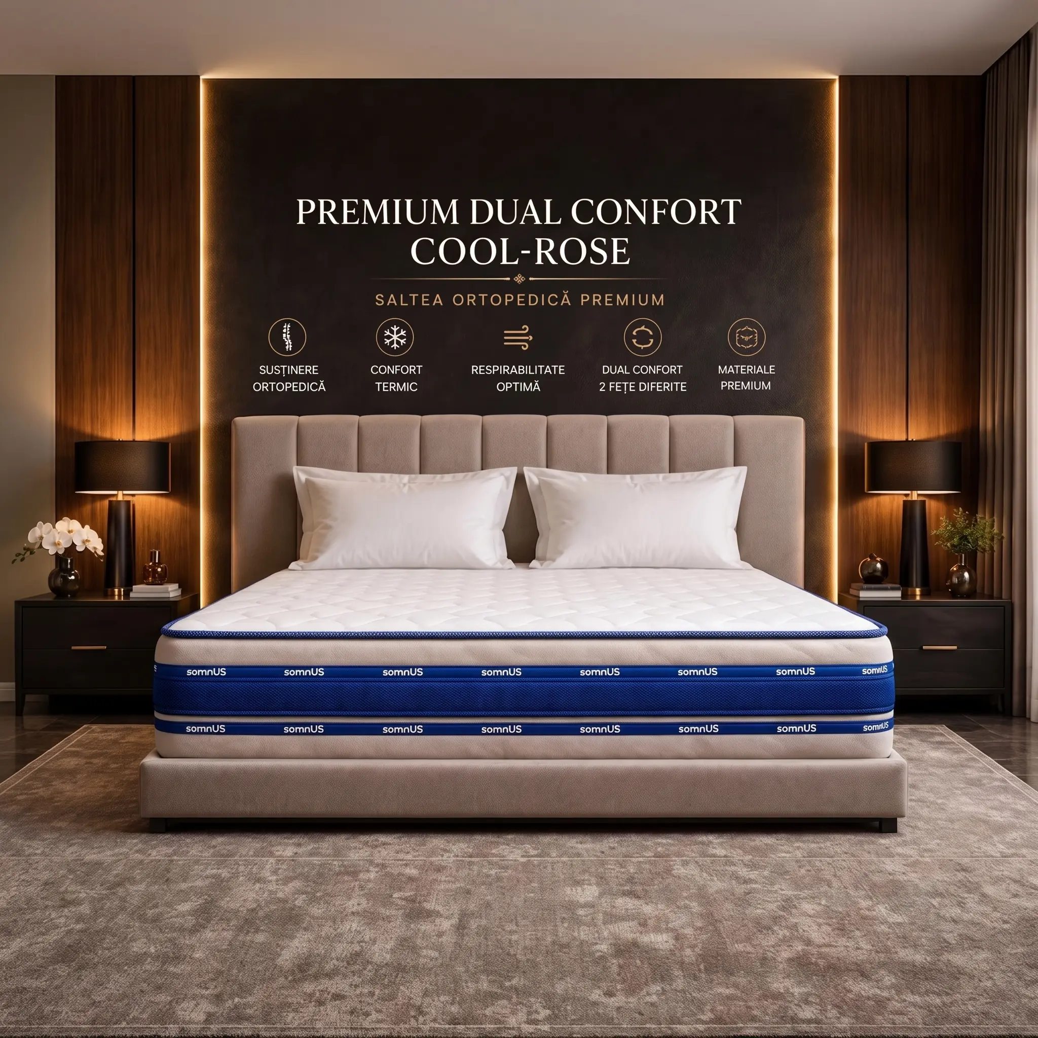 Saltea Ortopedica somnUS Royal, Dual Confort Cool-Rose, 180x200x 28 cm 12 Saltea Ortopedica somnUS Royal Dual Confort Cool Rose 180x200x 28 cm