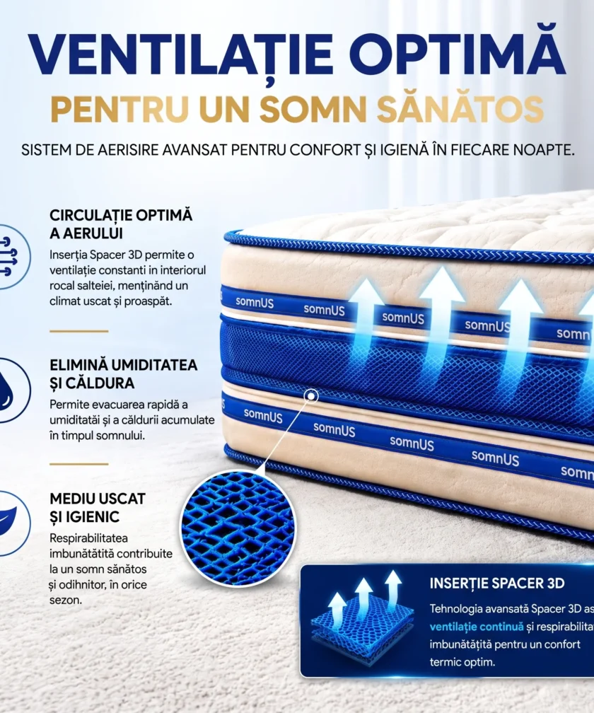Saltea Ortopedica somnUS Royal, Dual Confort Cool-Rose, 180x200x 28 cm 8 Saltea Ortopedica somnUS Royal Dual Confort Cool Rose 3