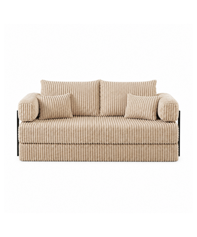 Canapea modulara extensibila somnUS-Tilia, catifea Premium, antiderapanta, 190x82x90cm, Crem - imagine 2