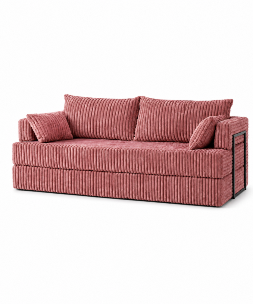Canapea modulara extensibila somnUS-Tilia, catifea Premium, antiderapanta, 190x82x90cm, Roz - imagine 3