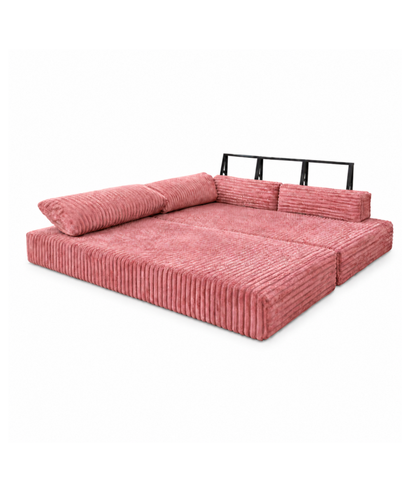Canapea modulara extensibila somnUS-Tilia, catifea Premium, antiderapanta, 190x82x90cm, Roz - imagine 5