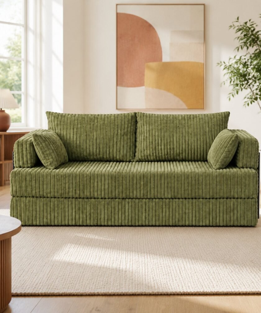 Canapea modulara extensibila somnUS-Tilia, catifea Premium, antiderapanta, 190x82x90cm, Verde - imagine 4