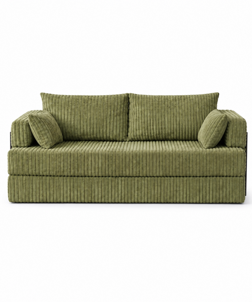 Canapea modulara extensibila somnUS-Tilia, catifea Premium, antiderapanta, 190x82x90cm, Verde - imagine 3