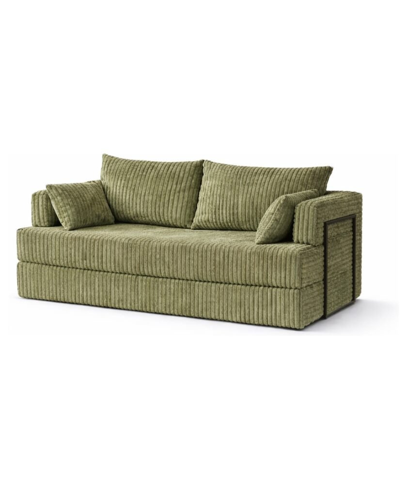 Canapea modulara extensibila somnUS-Tilia, catifea Premium, antiderapanta, 190x82x90cm, Verde - imagine 2