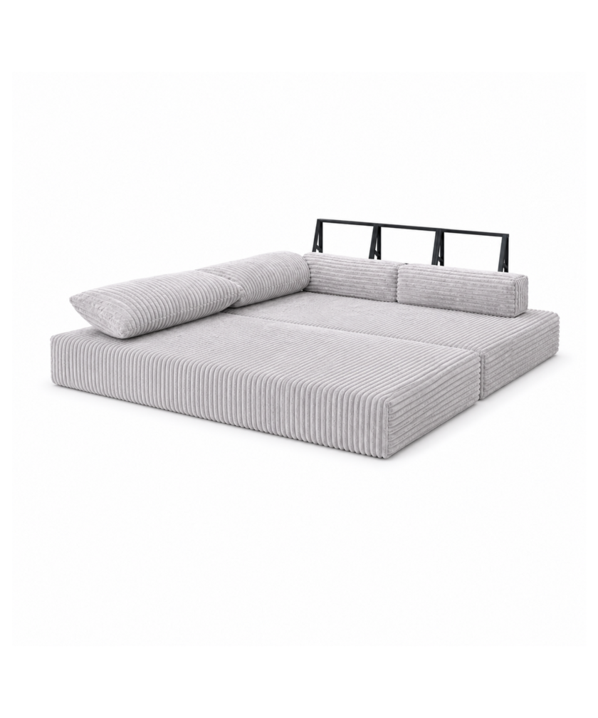 Canapea modulara extensibila somnUS-Tilia, catifea Premium, antiderapanta, 190x82x90cm, Gri Deschis - imagine 5