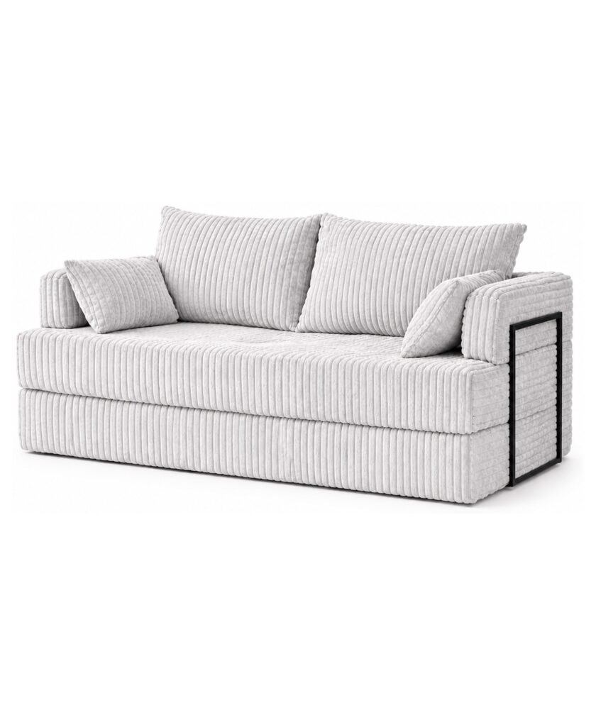 Canapea modulara extensibila somnUS-Tilia, catifea Premium, antiderapanta, 190x82x90cm, Gri Deschis - imagine 3