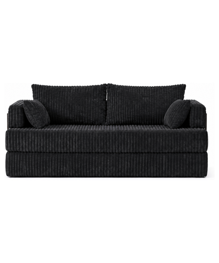Canapea modulara extensibila somnUS-Tilia, catifea Premium, antiderapanta, 190x82x90cm, Negru - imagine 2