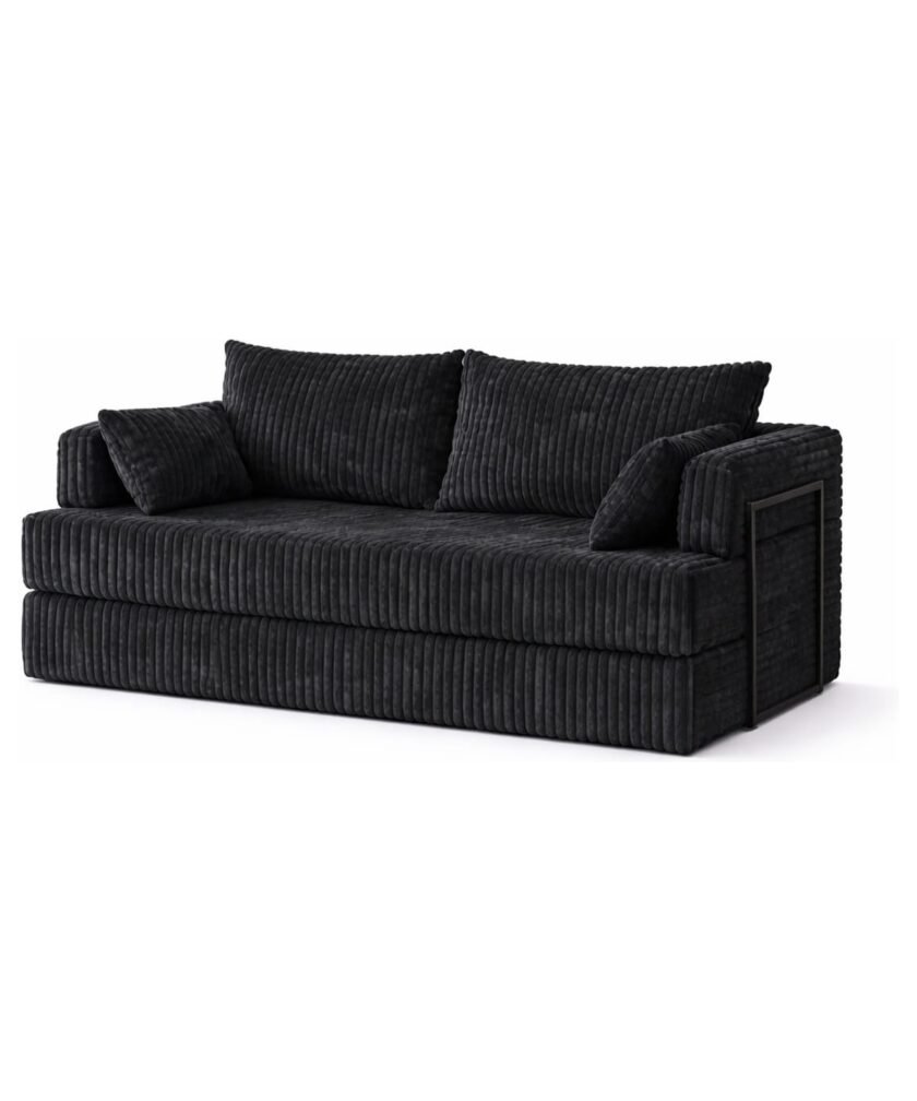 Canapea modulara extensibila somnUS-Tilia, catifea Premium, antiderapanta, 190x82x90cm, Negru - imagine 3