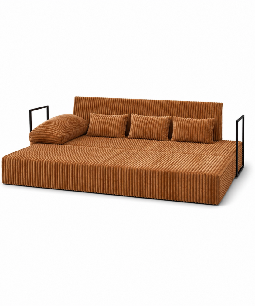 Canapea modulara extensibila somnUS-Tilia, catifea Premium, antiderapanta, 190x82x90cm, Saffron - imagine 5