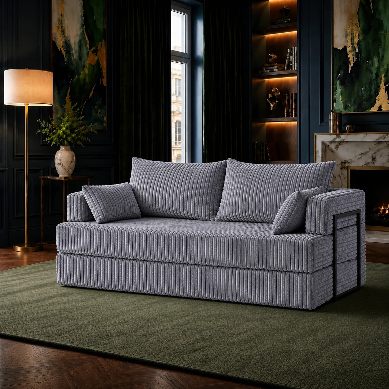 Canapea modulara extensibila somnUS-Tilia, catifea Premium, antiderapanta, 190x82x90cm, Gri Inchis 1 Canapea modulara extensibila somnUS-Tilia, catifea Premium, antiderapanta, 190x82x90cm, Gri Inchis
