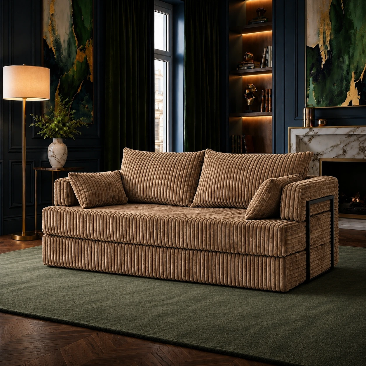 Canapea modulara extensibila somnUS-Tilia, catifea Premium, antiderapanta, 190x82x90cm, Maro 1 Canapea modulara extensibila somnUS-Tilia, catifea Premium, antiderapanta, 190x82x90cm, Maro