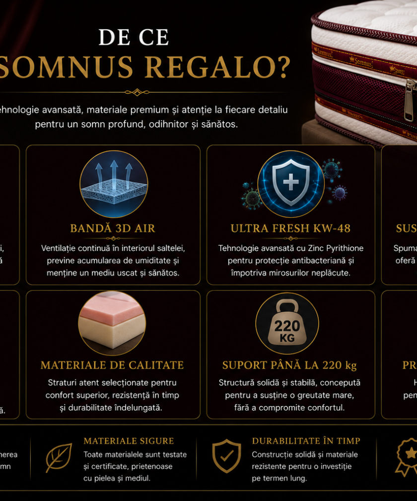 Saltea ortopedica somnUS Premium-Regalo, 160x200x 24cm - imagine 3
