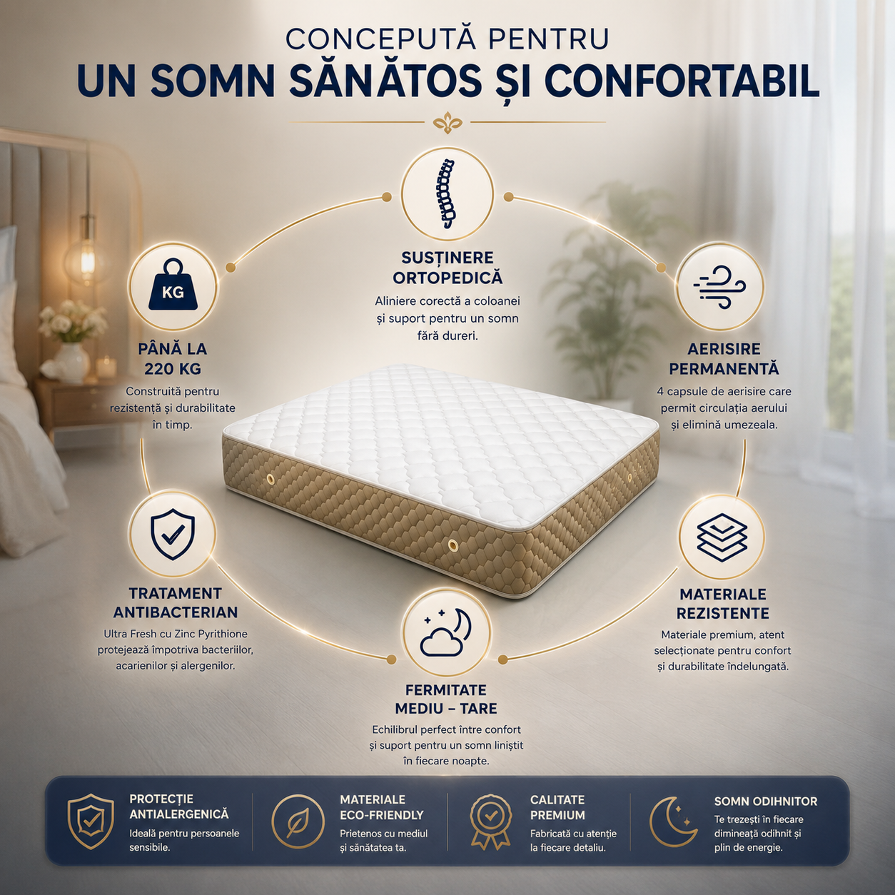 Saltea ortopedica somnUS Premium-Repose, 140x200x 21cm 14 repose functii 2